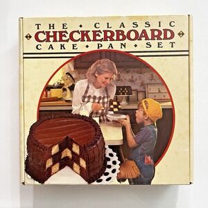 Vintage Checkerboard Cake Pan Set 3pc 9" Chicago Metallic USA 🇺🇸